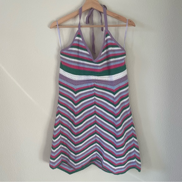 Crochet Stripe Mini Dress main image 1